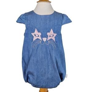 Little Marc Jacobs Chambray Romper Blue Kitten Bodysuit One Piece | Infant 12 M